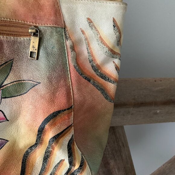 Great American Leather Works Hand-Painted Floral/Animal print Handbag - Picture 8 of 13